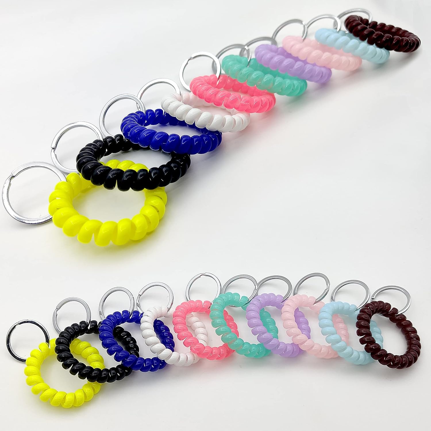 YAKA 20PCS Mix-colour Plastic Stretchable Spring Coil Key Chain-Spiral Coil Wrist Keychain for Office, Workshop, Shopping Mall, Sauna and Outdoor Activities Place (4)