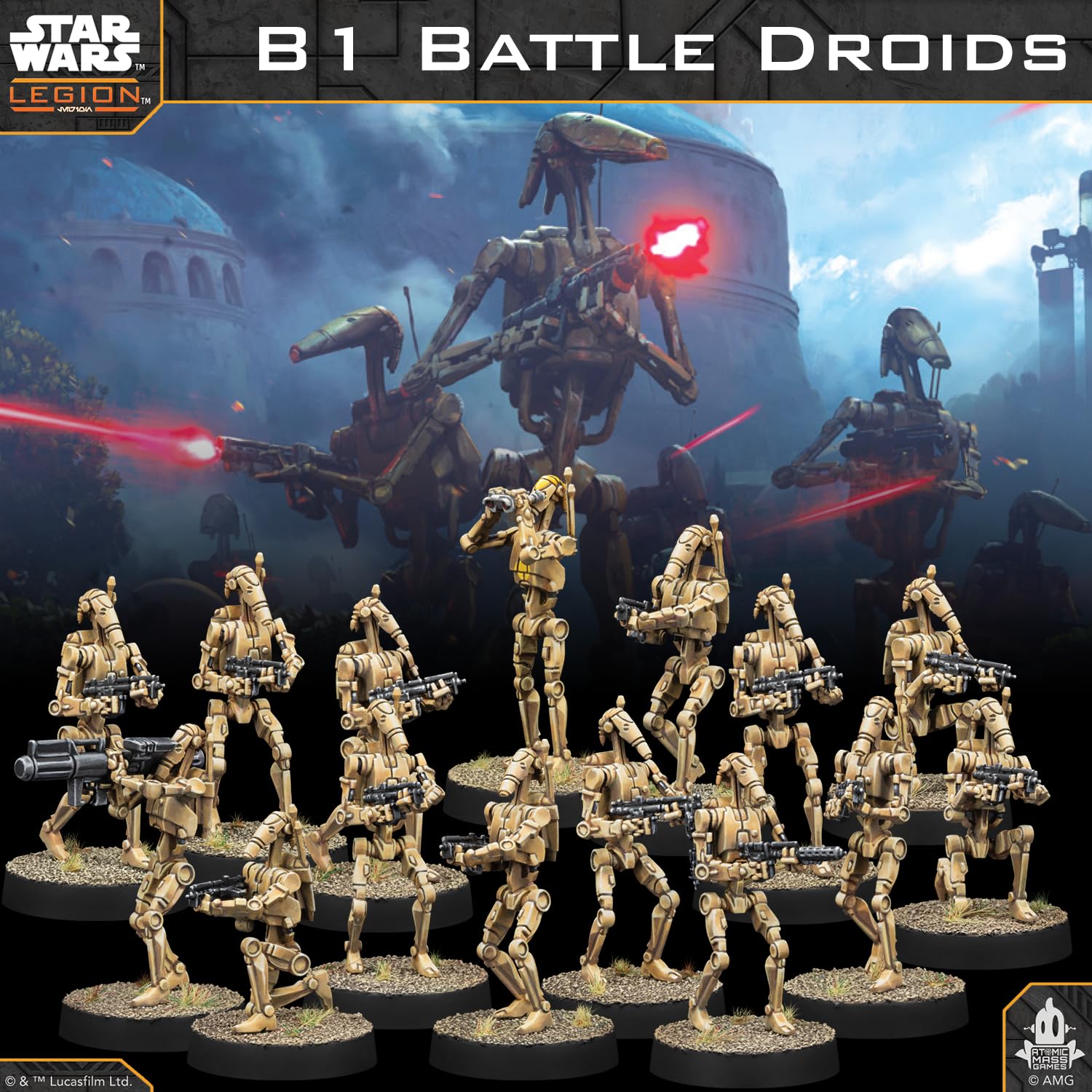 Asmodee Star Wars Legión: B1 Battle Droid Unit, A Partir de 14 Años | Juego de estrategia de miniaturas de mesa para adolescentes y adultos, a partir de 14 años, 2 jugadores, 90 minutos