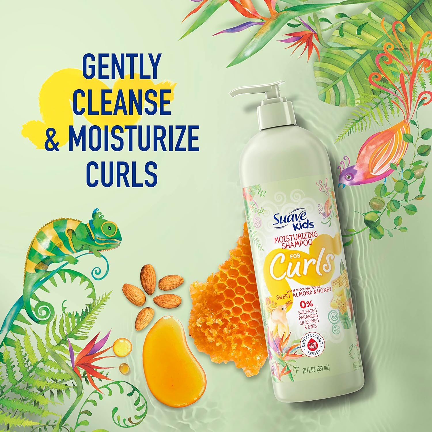 Suave Kids Shampoo & Conditioner for Curls, Sweet Almond & Honey 2-Pack + Detangler Spray for Kids with 100% Natural Marigold, Dermatologist-Tested & Tear Free - Image 4