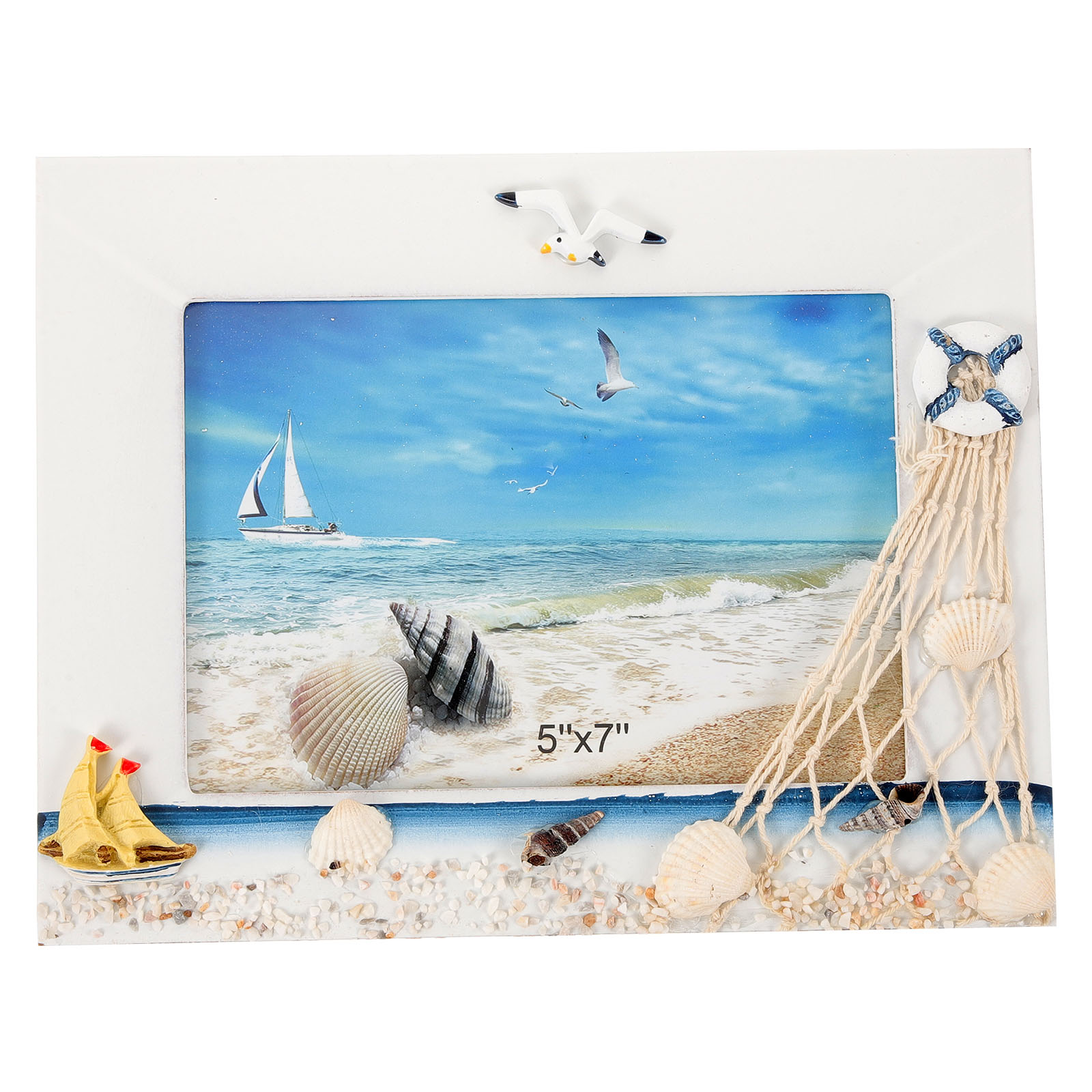 海の風景 木製フレーム付き Amazon.com - VOSAREA Wooden Photo Frames Nautical Theme Photo