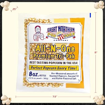 Great Northern Popcorn Movie Theater Style 8oz Popcorn Packs, 12 Case