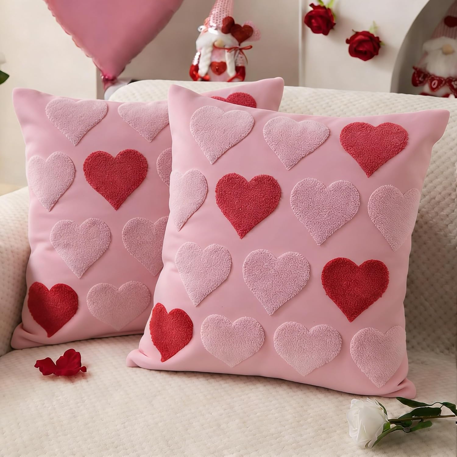 Valentines Day Throw Pillow Covers 18 x 18 Inch Set of 2