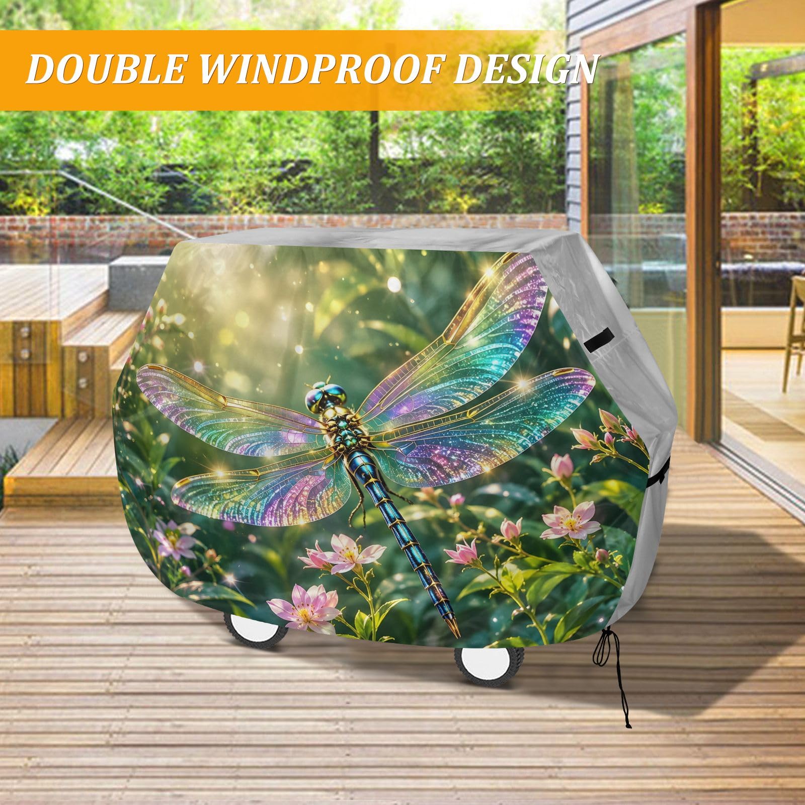 Copertura per barbecue da giardino a forma di libellula, impermeabile, resistente, per esterni