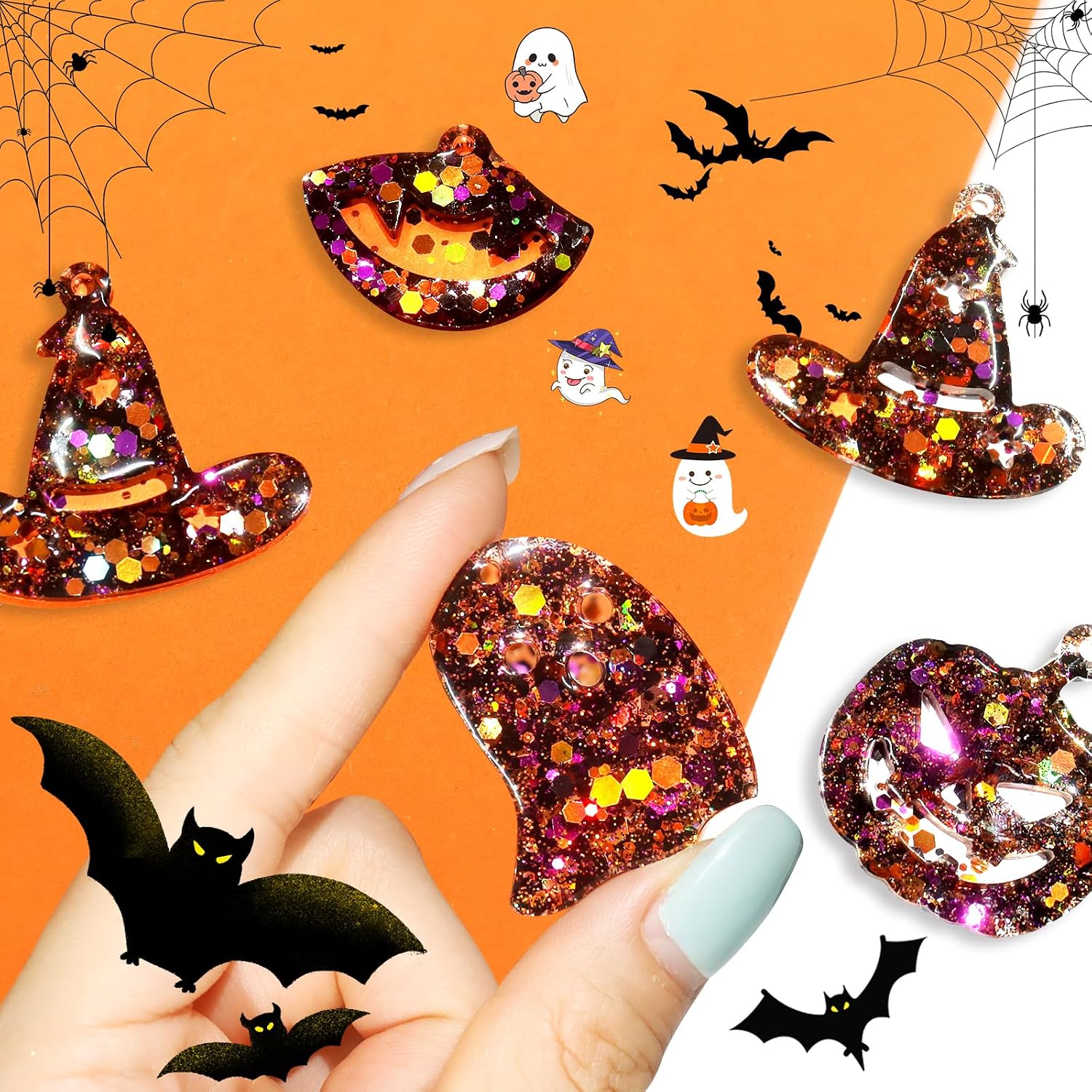 Renfio Orange Purple Black Chunky Glitter,Mixed Holographic for Helloween