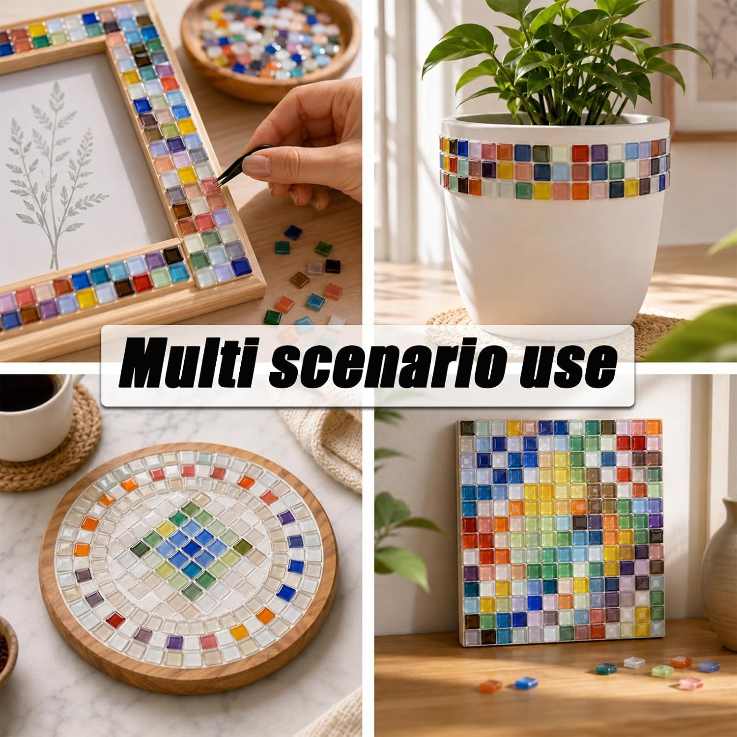 450 Pcs Bulk Glass Mosaic Tiles, Mosaic Glass Crafts Supplies