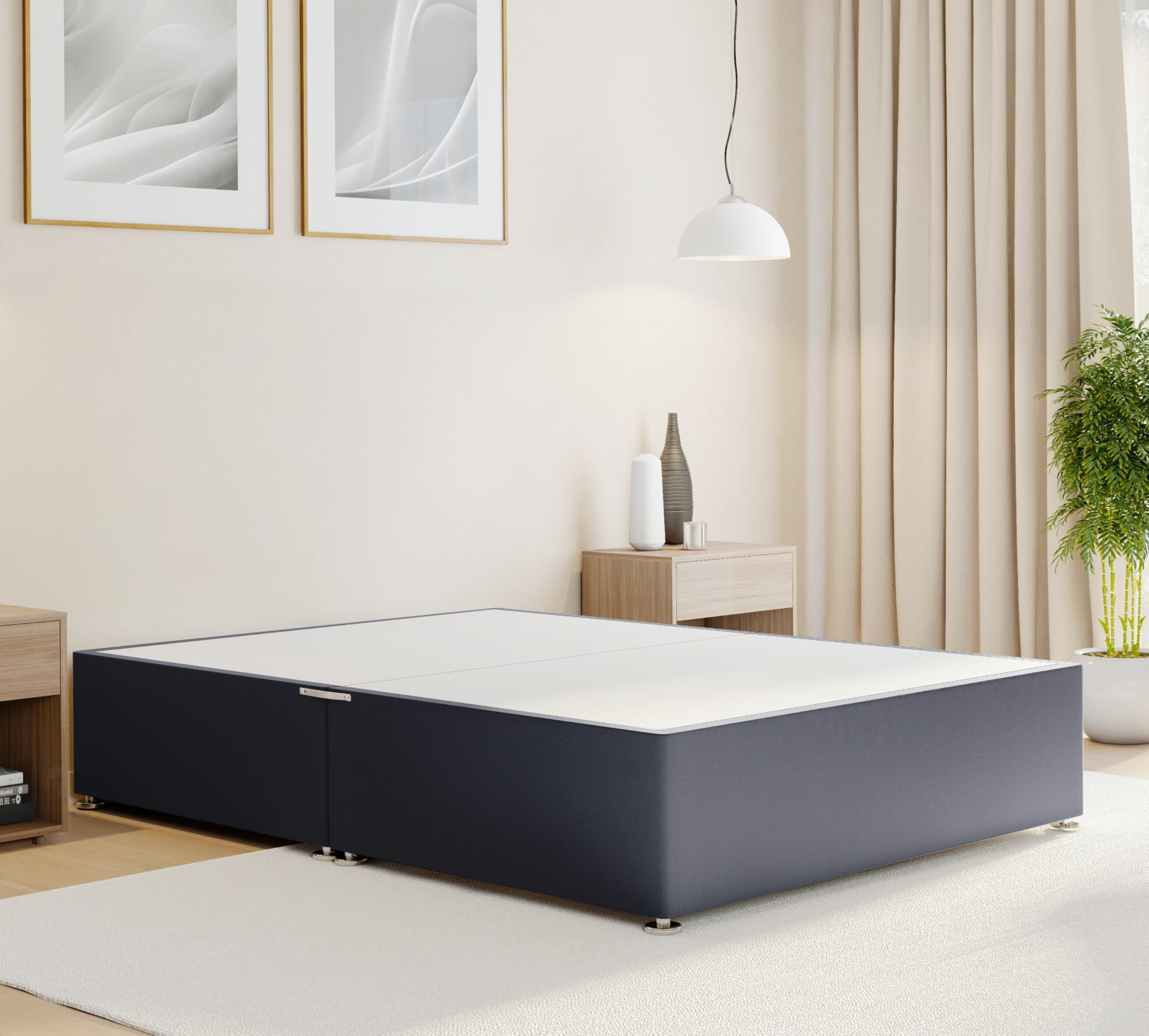 ComfoRest – Durable 3FT Single Divan Bed Base | Supportive and Space-Saving Frame for Small Bedrooms or Guest Rooms | No Mattress, No Headboard, No Drawer Included (Grey Plush)
