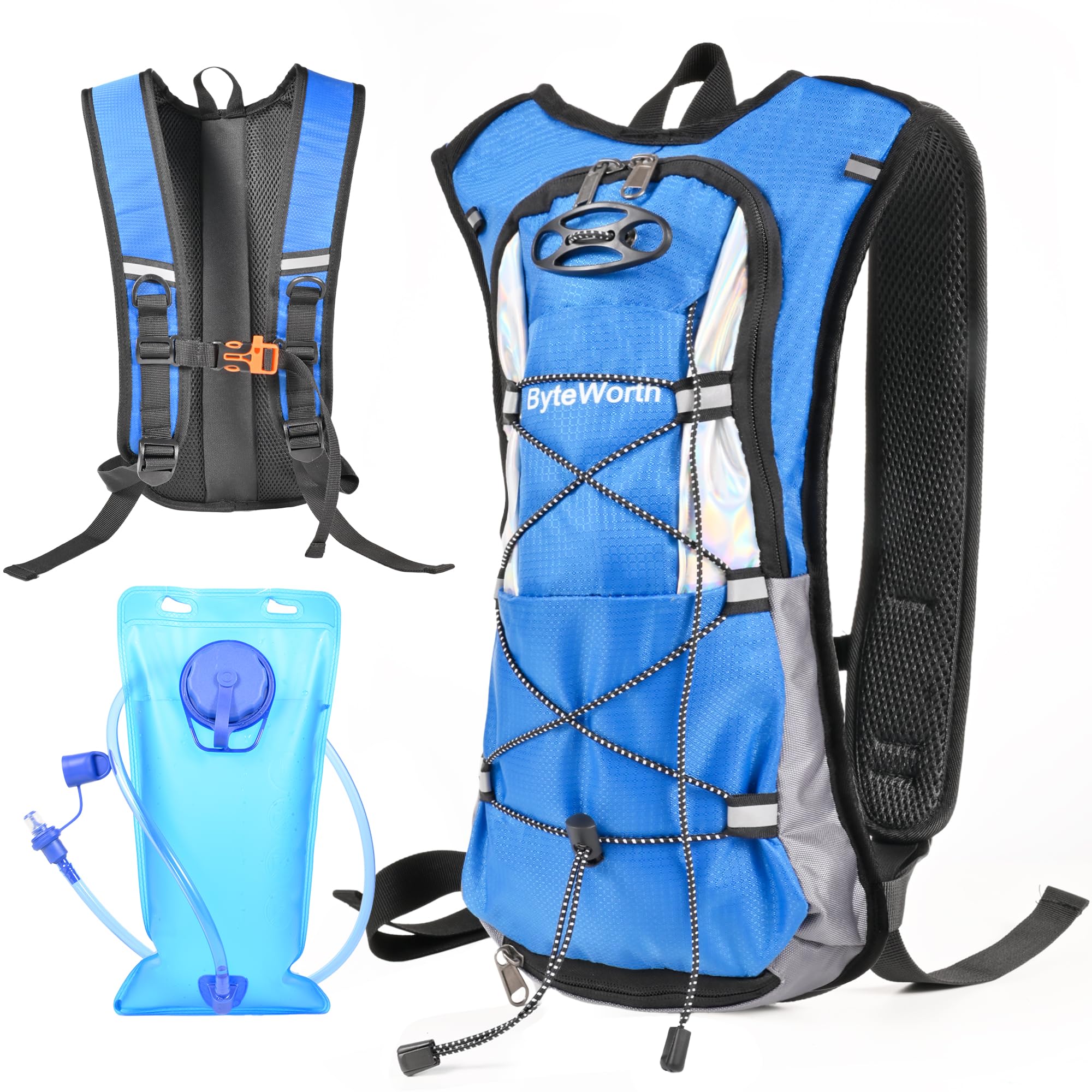 ByteWorth 16L Hydration Backpack wtih 2L Leakproof Bladder & Emergency Whistle Ultralight Cycling Running & Camping Backpack for Outdoor Adventures (Men & Women) 2025 Upgrade