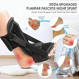 Runkelai Plantar Fasciitis Night Splint: Upgraded Brace with Soft Memory Foam Pad | Ankle Brace for Plantar Fasciitis Relief Achilles Tendonitis Relief Foot Drop Heel Arch Pain Black