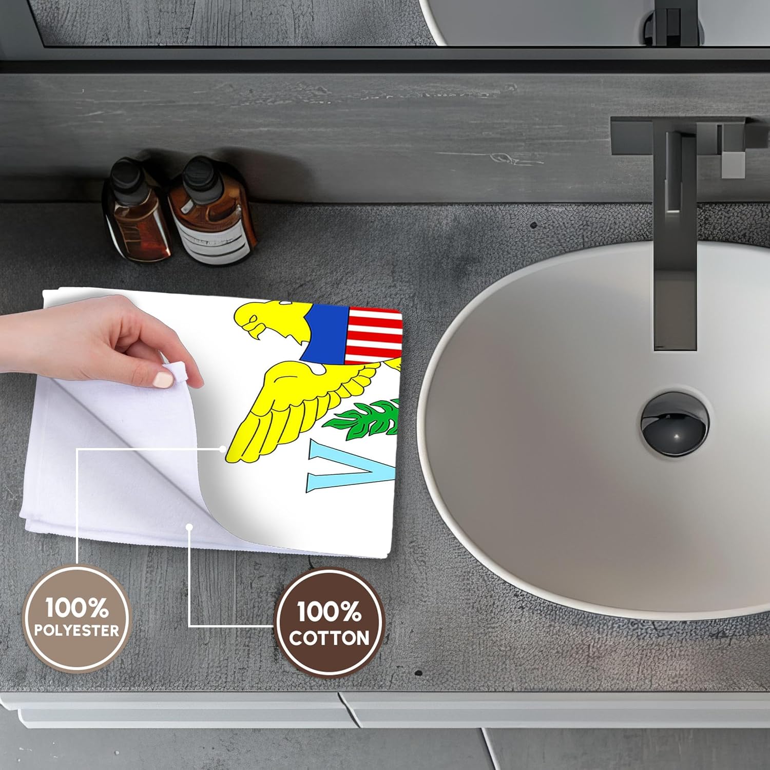 3dRose The Caribbean Flag for the United States Virgin Islands. 22x30 Bath Hand Pool Towel