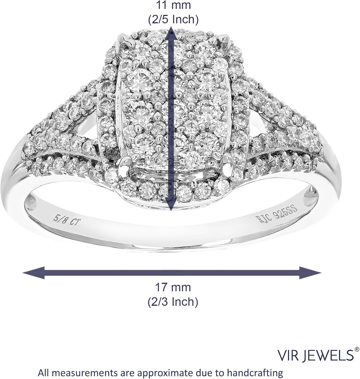 VIR JEWELS 5/8 cttw Lab Grown Diamond Ring in Sterling Silver image 5