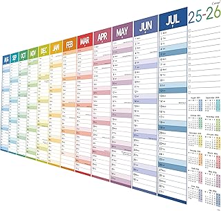 Planificador de pared 2025-2026, planificador de pared grande 2025-2026 con papel grueso, calendario de pared de agosto de 2025 a julio de 2026, 47.5 x 16.5 pulgadas, XXXL, degradado colorido
