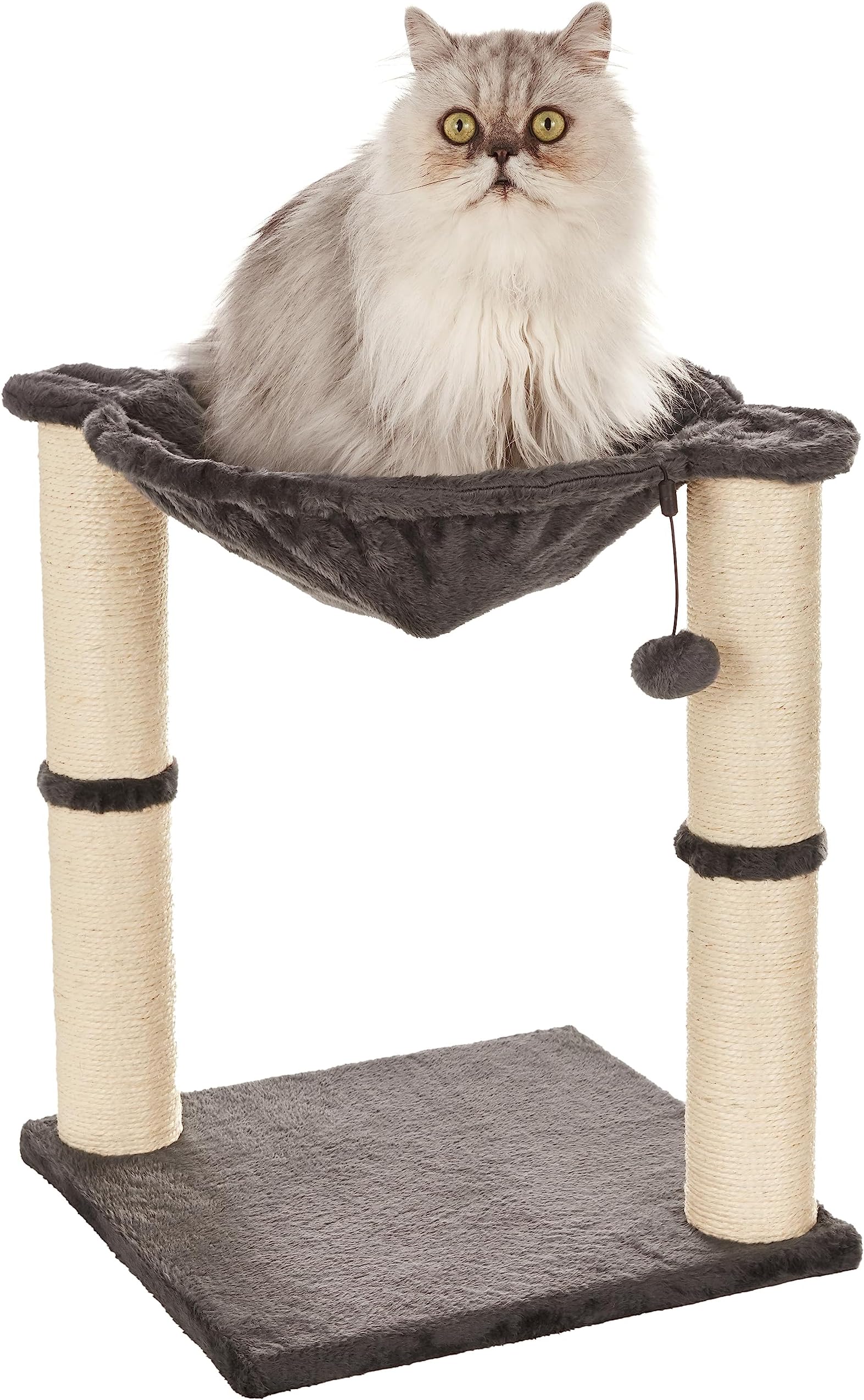 Amazon Basics Cat Tree Tower With Scratching Post And Hammock Bed for Indoor Cat - 16 x 20 x 16 inches, Grey