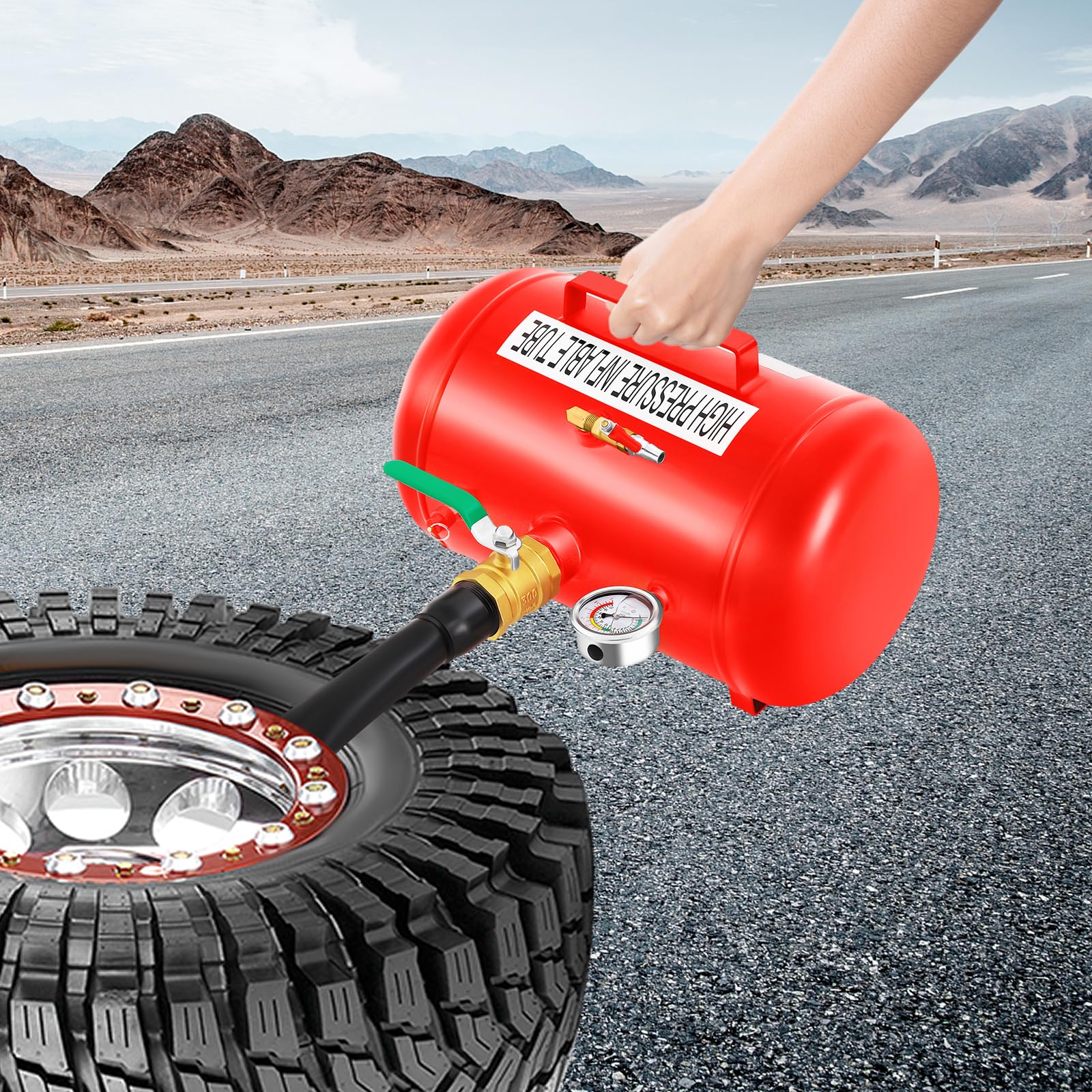 Booster de gonflage de pneus 20 l - Airbooster - Canon à air comprimé en acier - Gonfleur de pneu pour voiture, camion, SUV, tracteur, camping-car, service et atelier de voiture - Pression de travail
