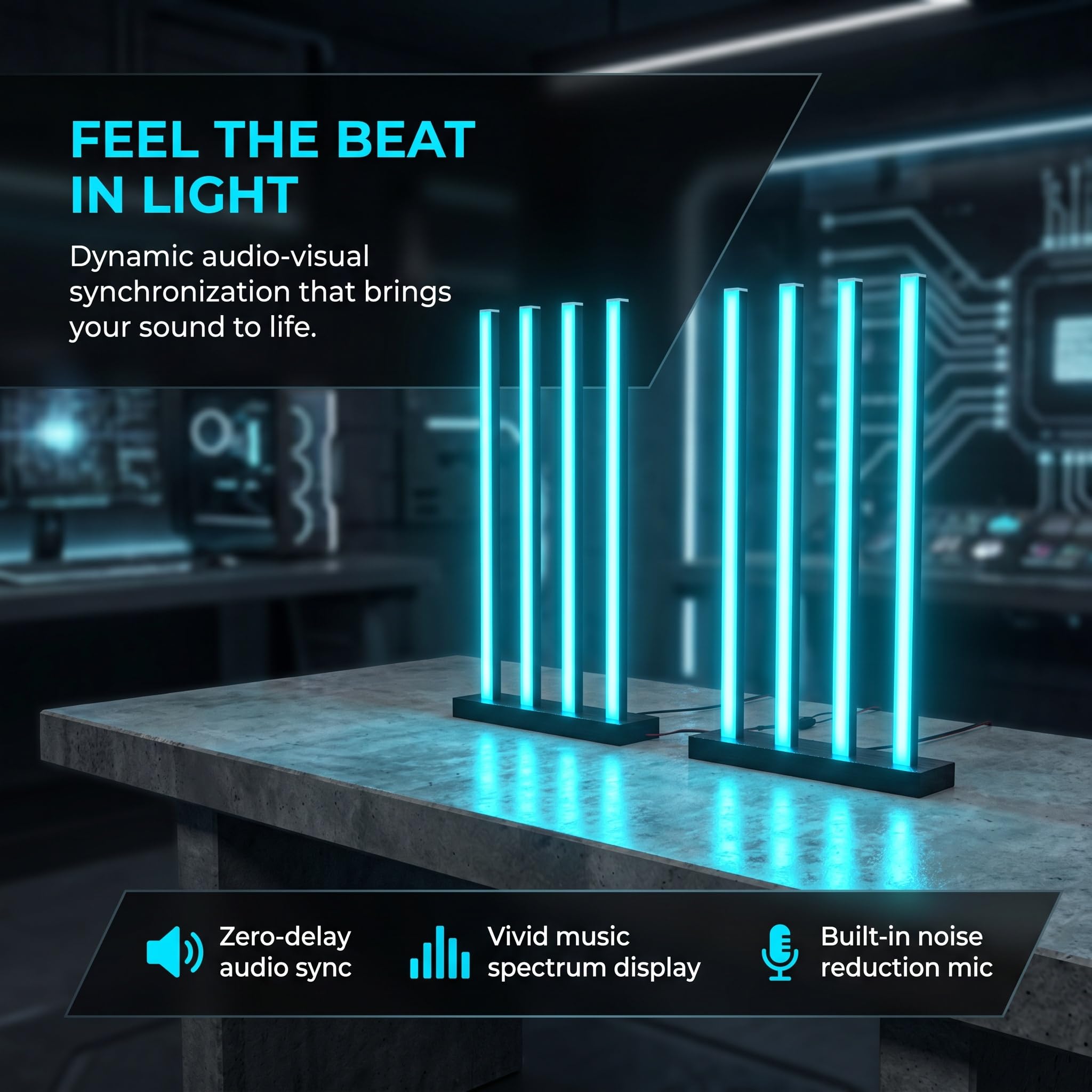 Luce Ritmica Pickup, Luce LED A Spettro Musicale, Luci Sincronizzate con La Musica E Sensibili alla Voce, con Telecomando, Colore/luminosità/velocità Regolabili, per Sala Giochi