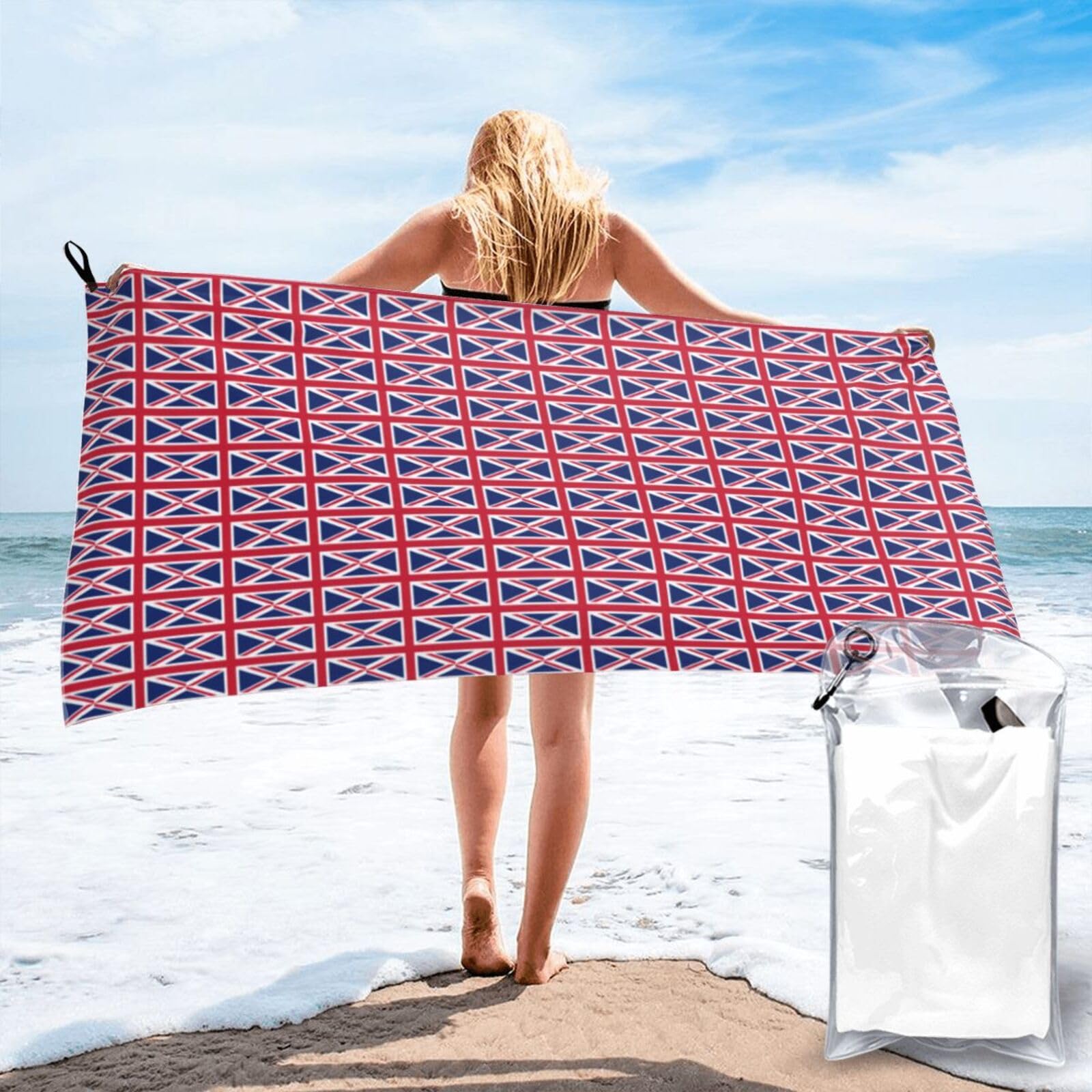 AYYQWE British Flag Print Lightweight Towel For Men Women Travel Beach Camping Hiking Yoga Swimming Sports