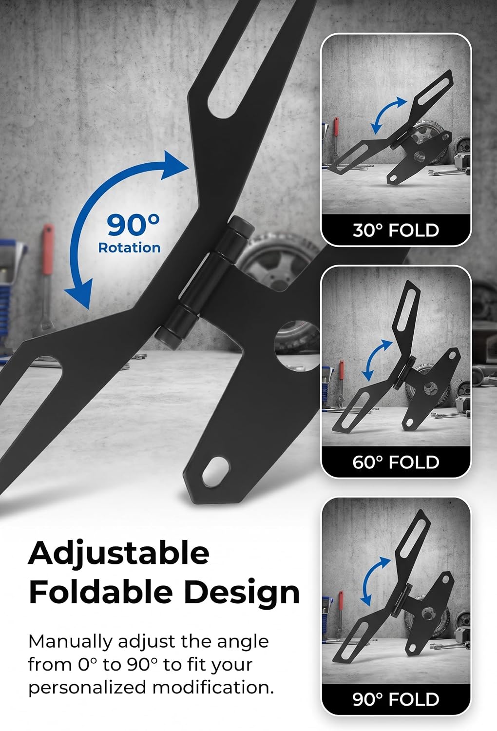 Motorcycle License Plate Bracket, Adjustable Motorbike Plate Mount
