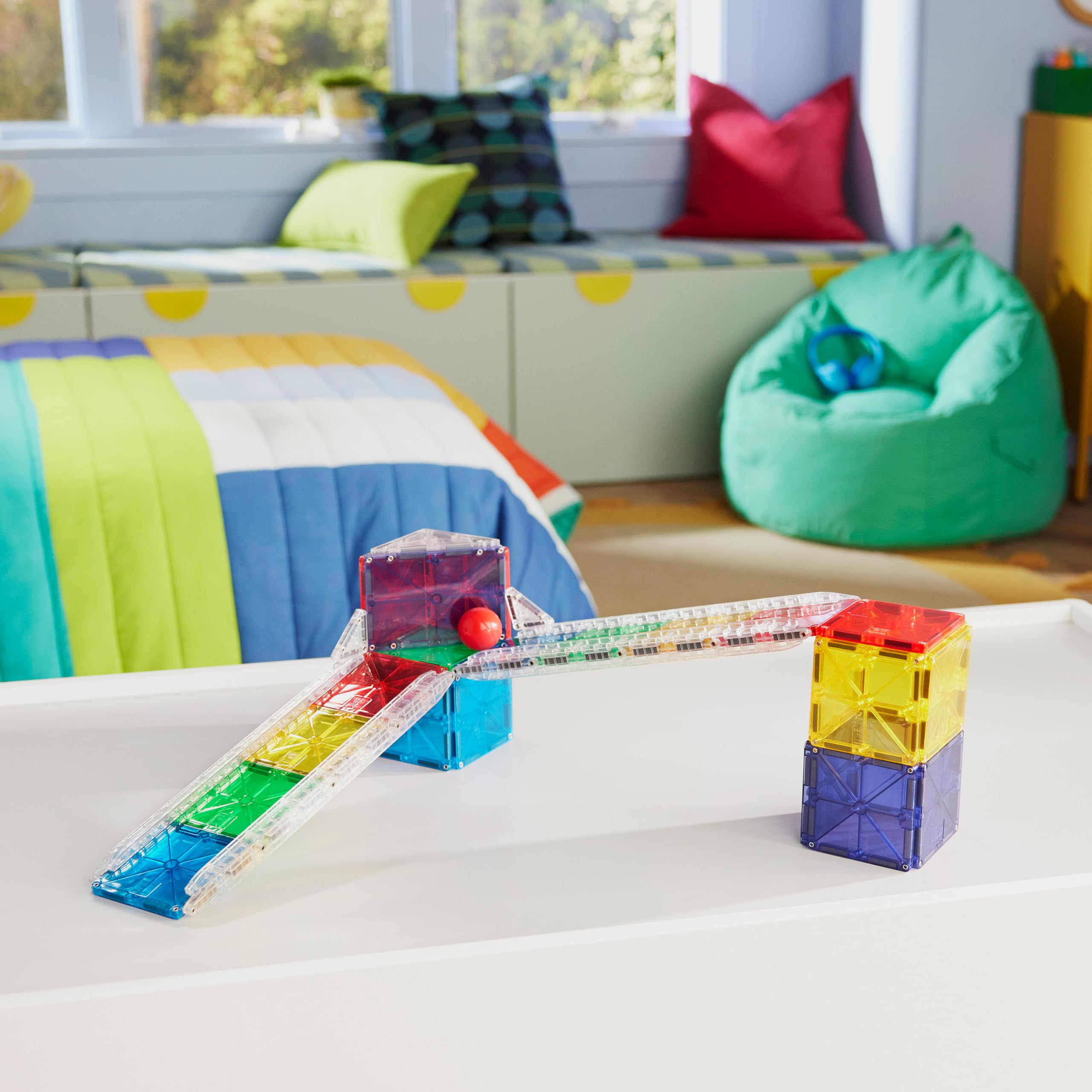 Magna-Tiles Rail Racers Rail Pack Magnetic Construction Set, The Original Magnetic Building Brand