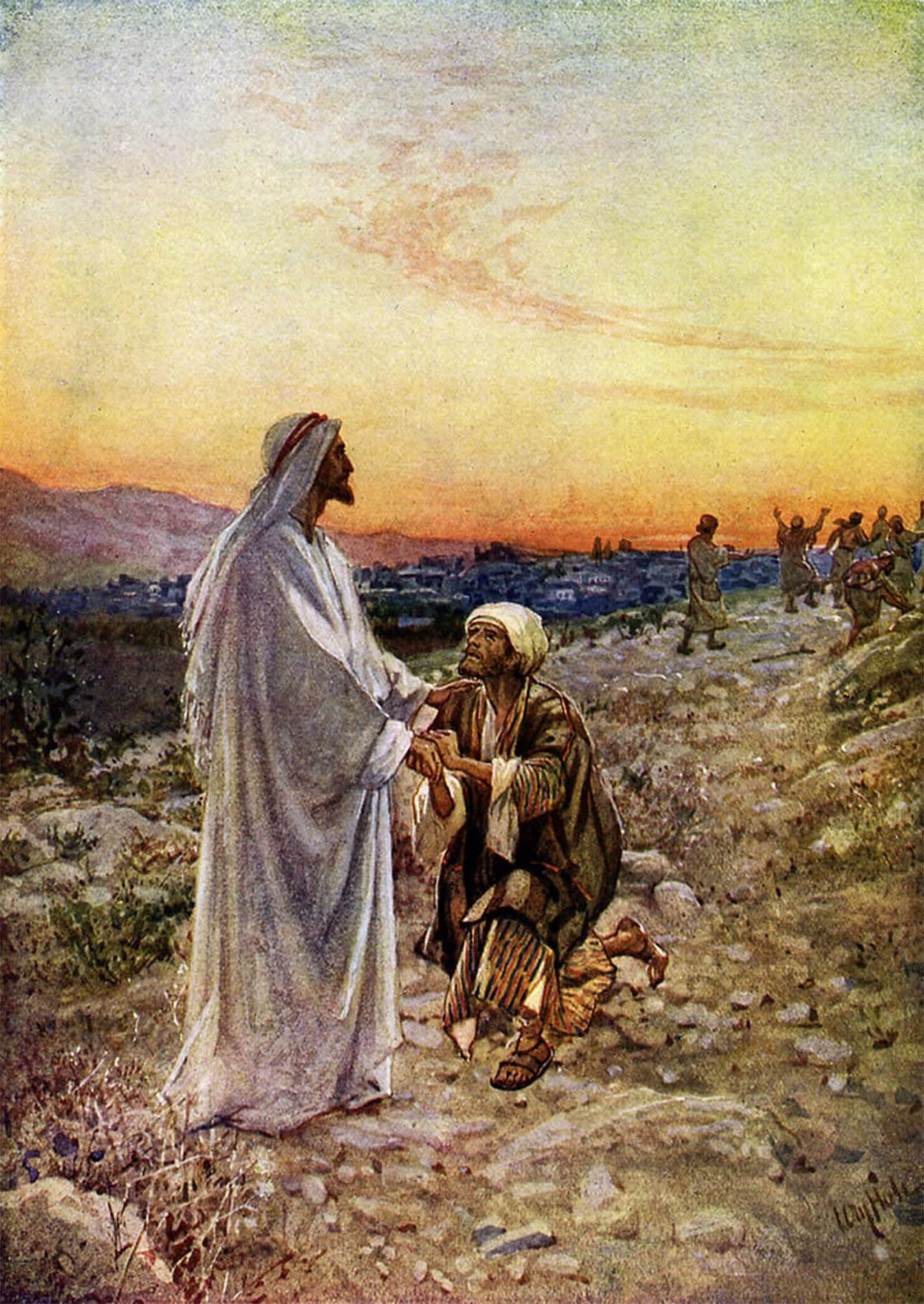 Lienzo de Jesús en Samaria de 60x90cm, decoración artística para un salón elegante 5