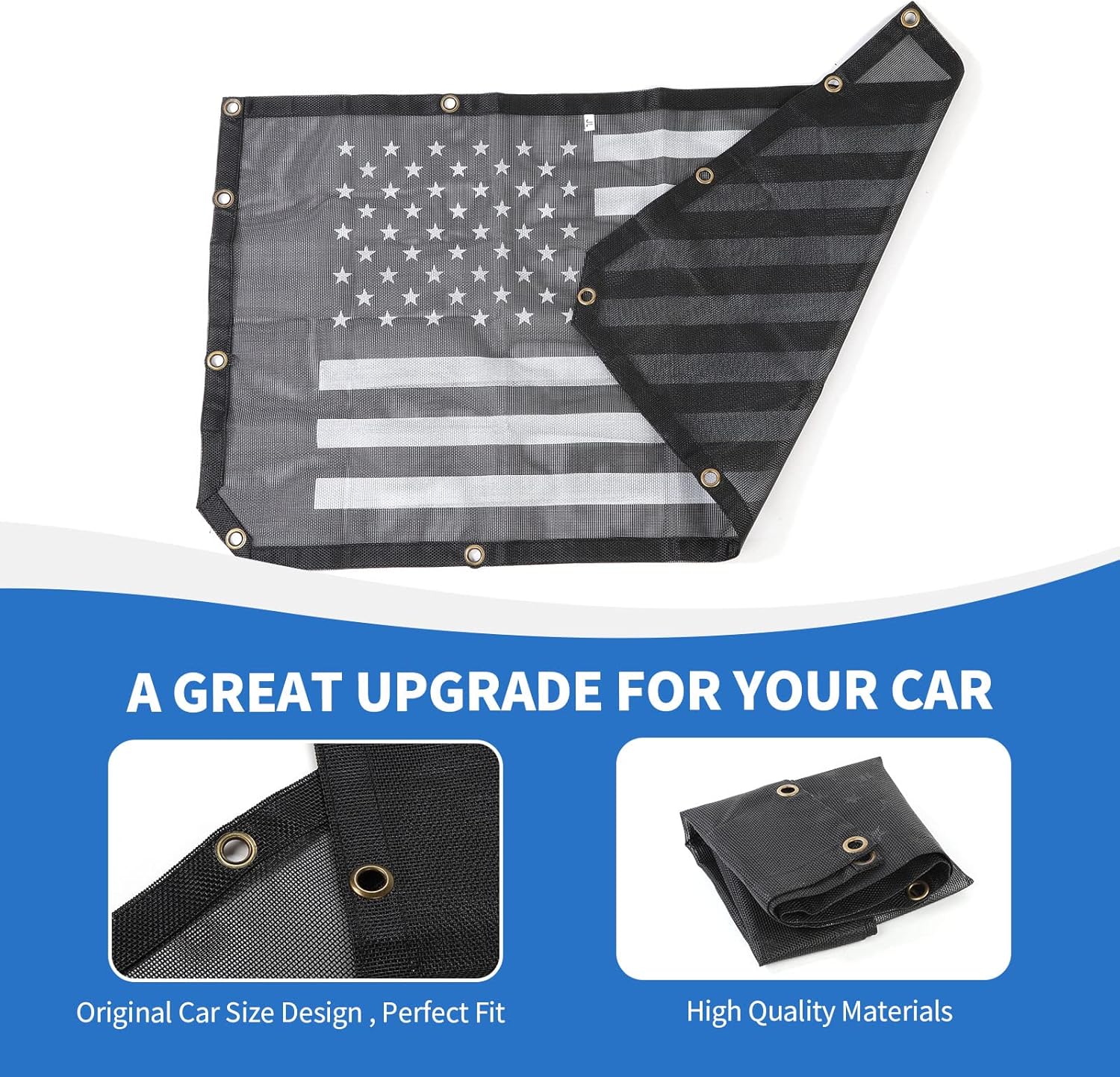 for JL Sunshade Mesh, USA Flag Sun Shade Bikini Top Cover Provides UV Sunshade Protection Compatible with 2018-2023 Jeep Wrangler JL 4-Door, American Flag