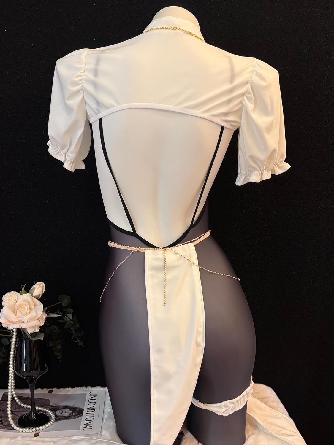 Sexy Nun Lingerie Set 9 Piece Bodysuit Chain Cosplay S-M