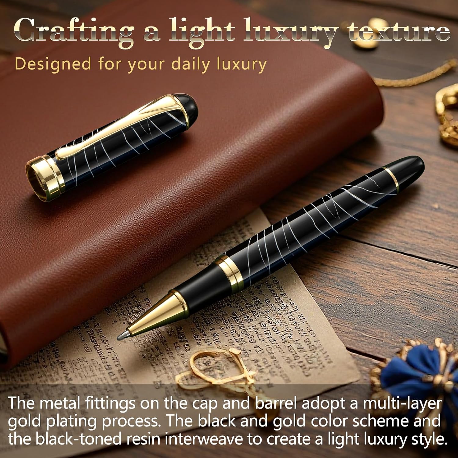 Luxury Ballpoint Pens Black Ink 0.5mm Medium Point Work Pen Smooth Writing,Elegant Fancy Nice Gift Pen Set for Signature Executive Business Office Supplies image 3