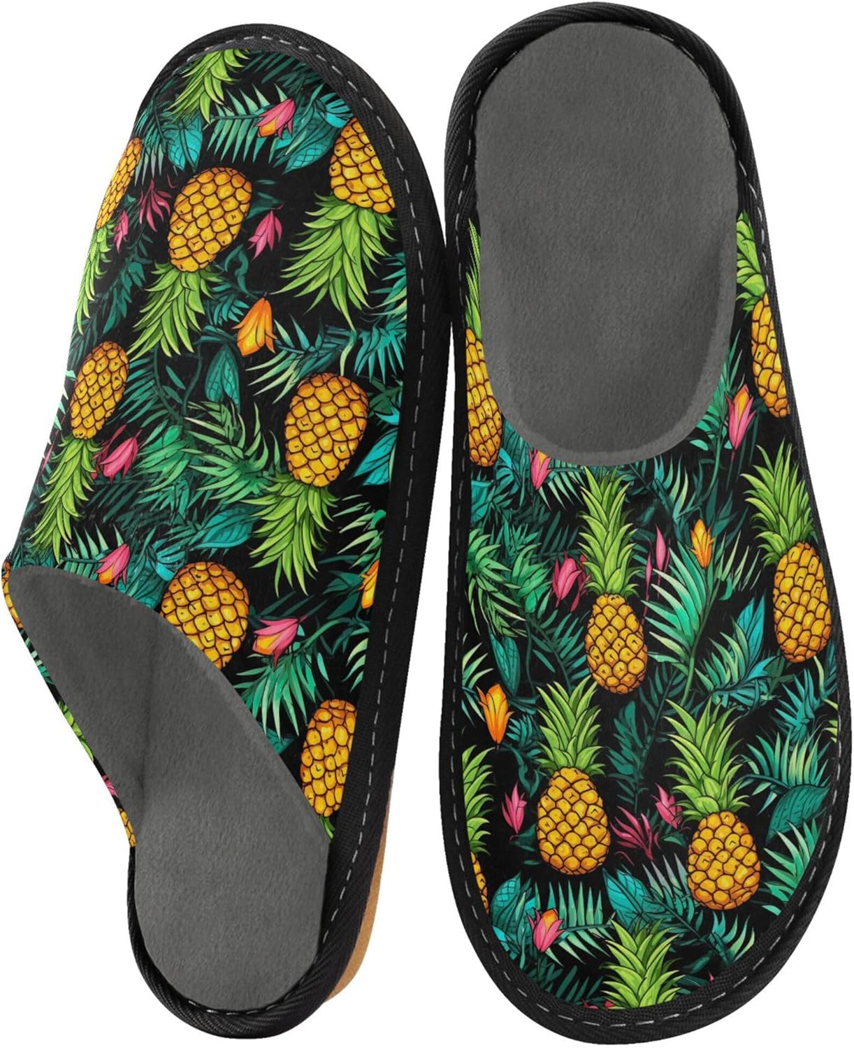 Pineapple House Slippers – Cozy Fuzzy Slippers for Guests, Washable & Disposable, Perfect for Shoeless Home, Spa & Hotel Use A110117