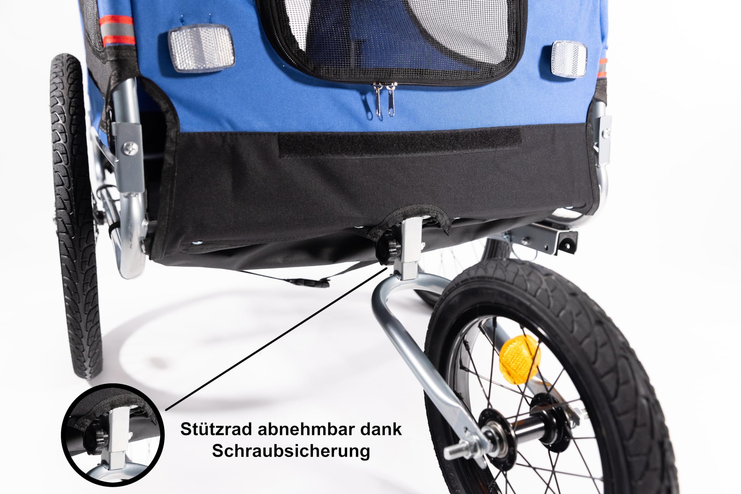 JUNG Sena Fahrradanhänger Boxer 3in1 Funktionen, Jogger Hundebuggy, für kleine & große Hunde, Buggy Hundewagen bis 40 kg, Klappbarer Hundeanhänger Fahrrad 160x71x94cm Transportanhänger Haustier