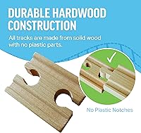 Vista 7 de Juego de tren de madera, colección de 52 piezas de tren compatible con Thomas The Train y otras marcas de juguetes de ferrocarril importantes