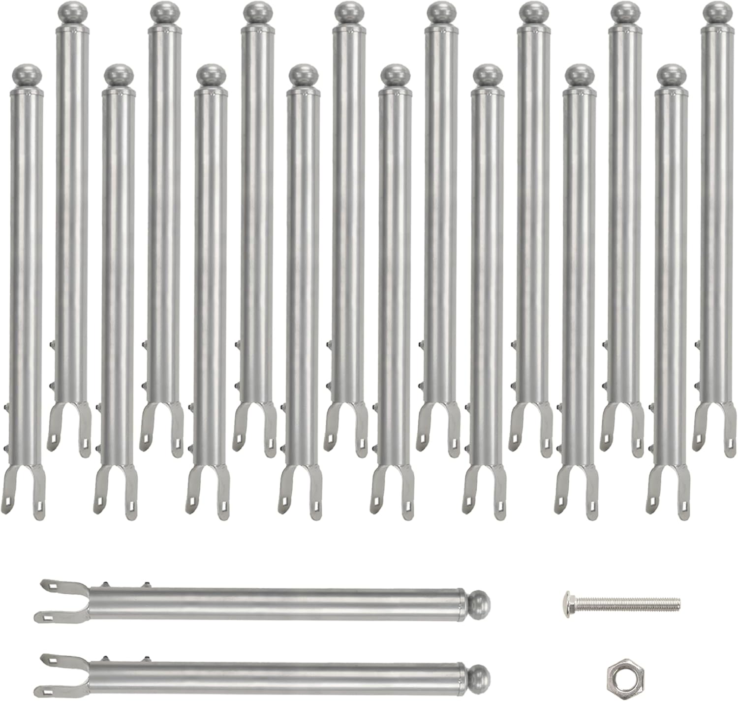 18 Pack 1-3/8'' Chain Link Fence Extension, 20'' Fence Extension Height, Galvanized Post Extender for Dogs and Privacy (Silver)