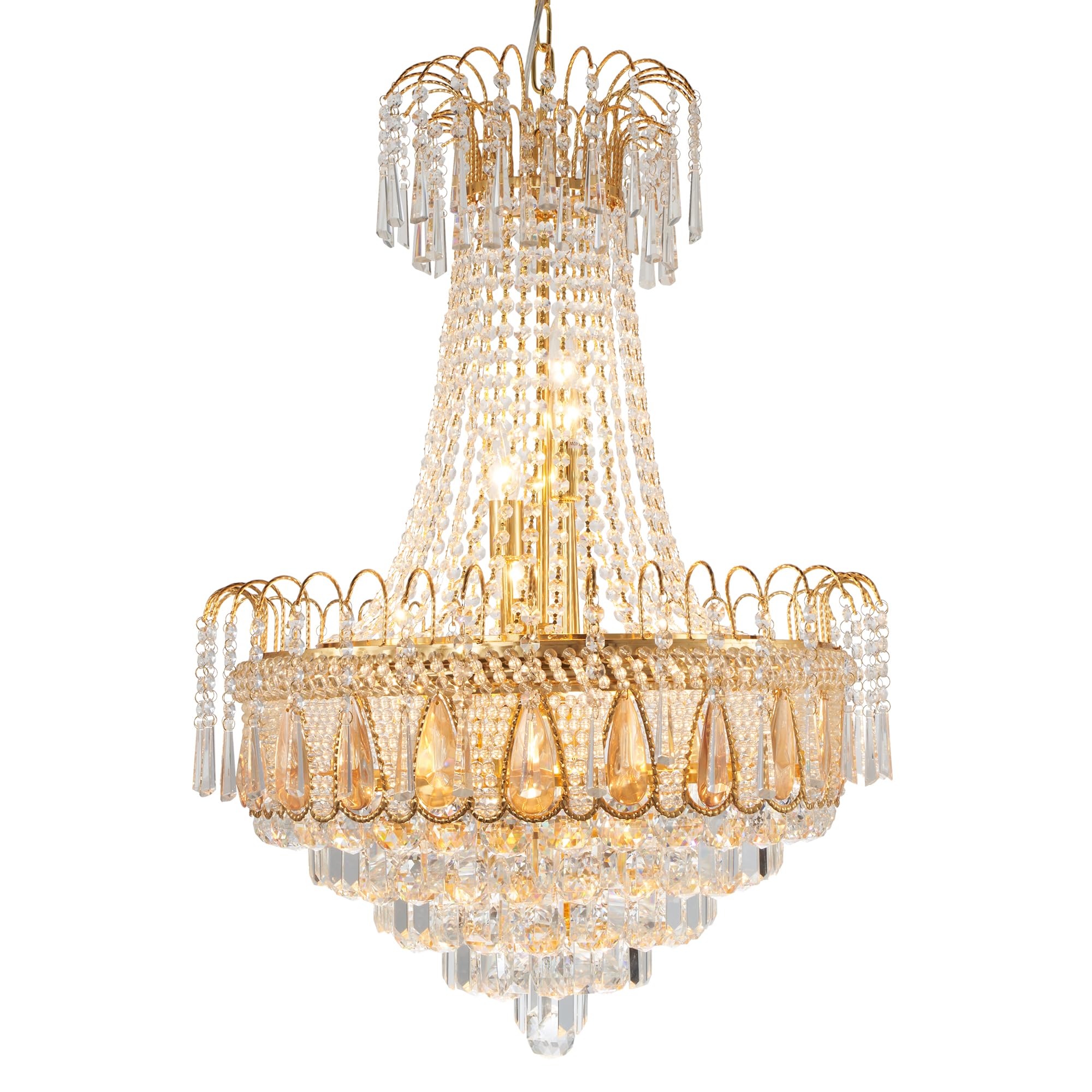 Modern Crystal Chandelier Light Fixtures - D19.6 inch 8 Lights Empire Style Gold Luxury Crystal Chandeliers for Living Room, Dining Room, Foyer,