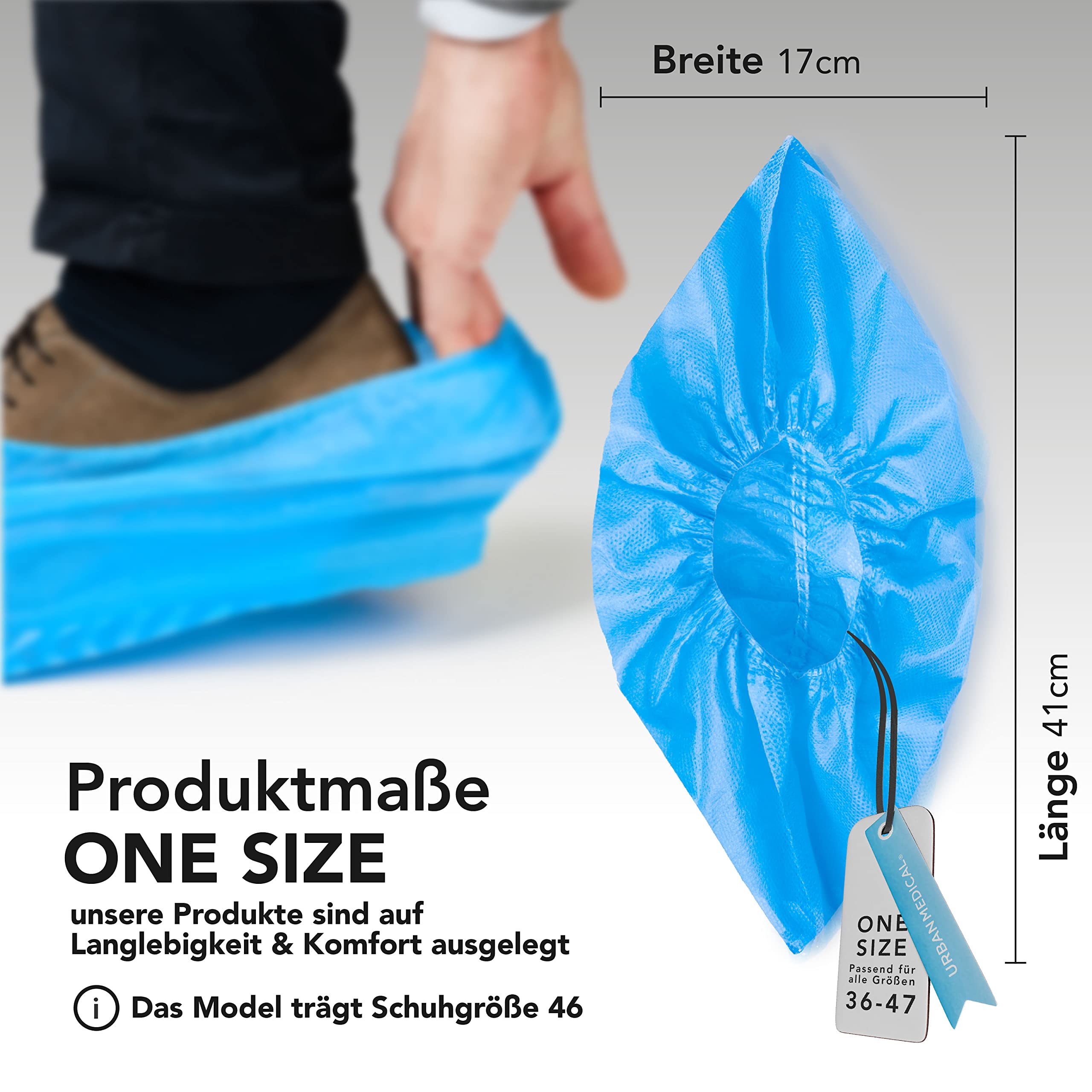100x Atmungsaktive 6g Einweg/Mehrweg Schuhüberzieher mit rutschfester Sohle - SAFE STEP - Reißfest & durchriebsicher - Überschuhe für In- und Outdoor - ONESIZE