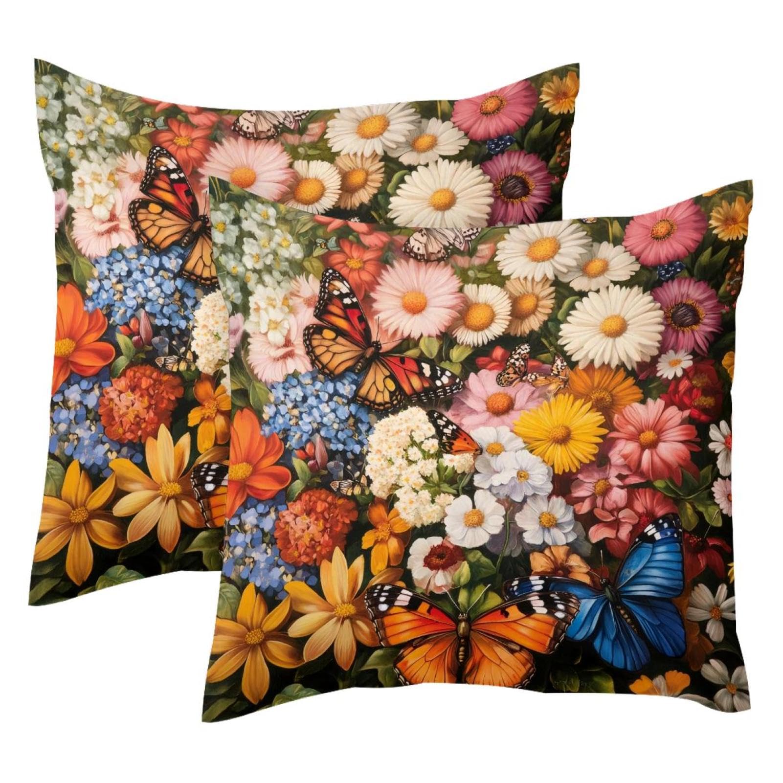 Housses de coussin en velours motif fleurs sauvages pour un salon printanier