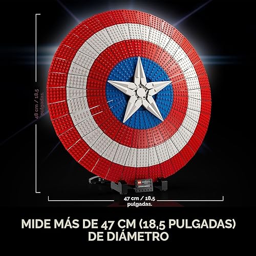 Miniatura 4 de LEGO Marvel Captain America's Shield 76262 - Kit de modelo para adultos, réplica coleccionable del escudo icónico del Capitán América, este juego de