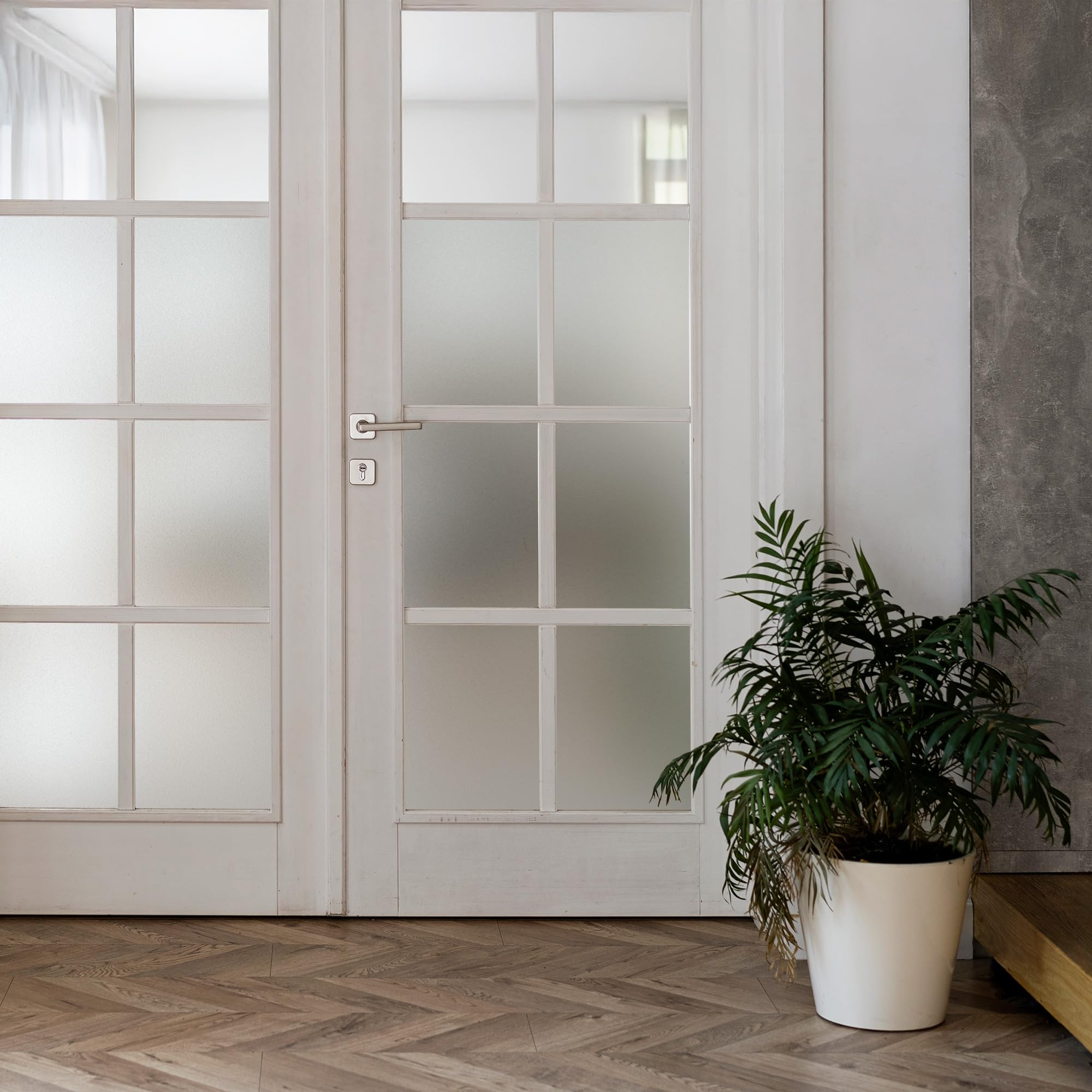 Fenster Folie Blickschut 200x122 cm | für Badezimmer, Schlafzimmer, Büro und Küche | Innen- und Außenbereich | Sichtschutz Fenster | für Glasflächen | Selbstklebend | Milchglasfolie PVC