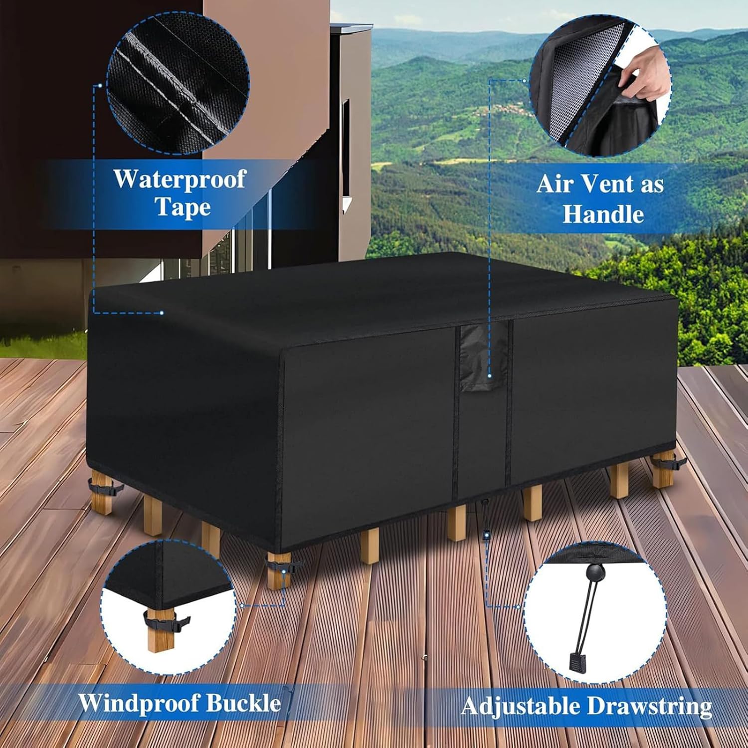 Patio Furniture Covers - Waterproof Outdoor Coffee Table Cover | Protects Against Rain, Dust, and Sun, Perfect for Garden, Lawn, Backyard, Courtyard, and Picnic Use