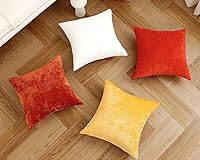 Vista 7 de Jeneoo - Fundas de almohada decorativas rojas brillantes de chenilla suave, fundas de cojín cómodas y sólidas para sofá de sala de estar