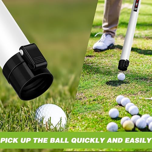 Miniatura 5 de Juego de recogedor de golf de 3 piezas, tubo grueso profesional, tubo de plástico, reciclador de pelota de golf transparente con liberación de bola,