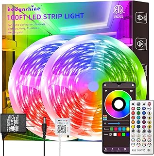 100Ft Smart LED Strip Lights, Dimmable Color Changing by APP and 40Key Controller Ultra Long Strip Lights, Sync to Music,led Lights for Bedroom
