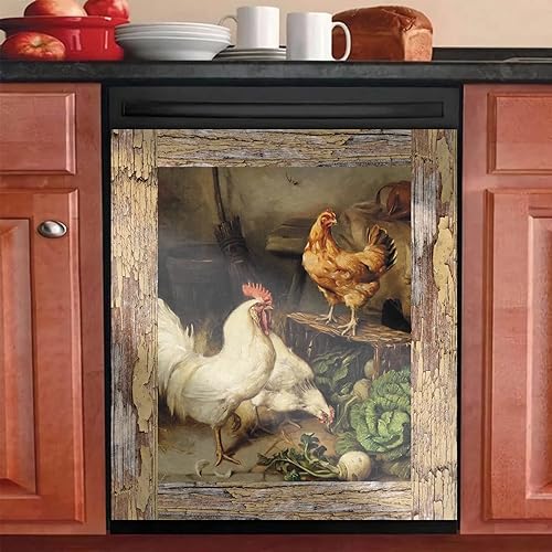 Miniatura 9 de Funda magnética para lavavajillas con imán de gallo, calcomanía de bienvenida para refrigerador de granja, decoración de cocina, calcomanía de