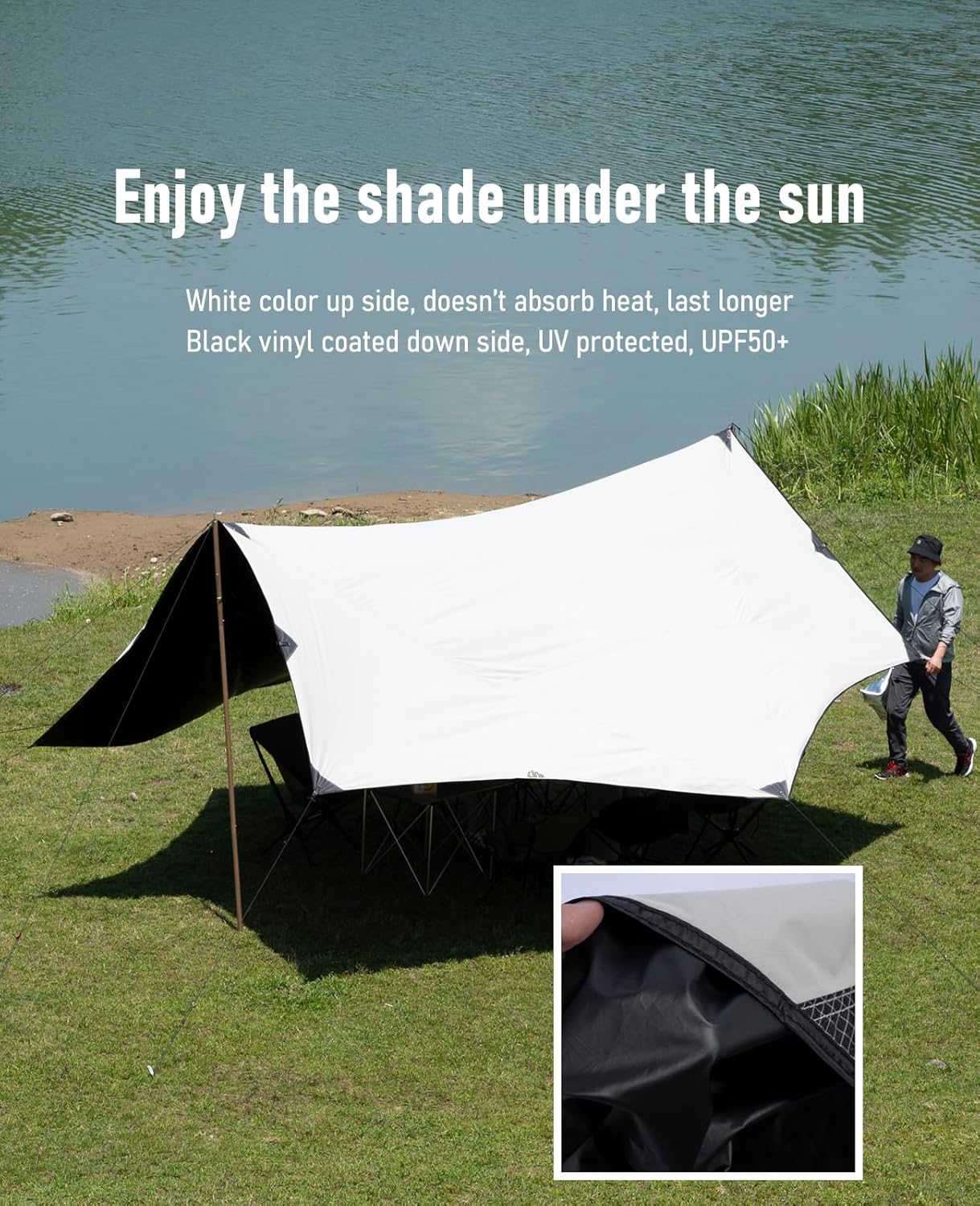 iClimb Waterproof Sun Shield Tarp UPF 50+ for Tent Hammock Camping Backyard Party (Tarp 18' × 17'9")