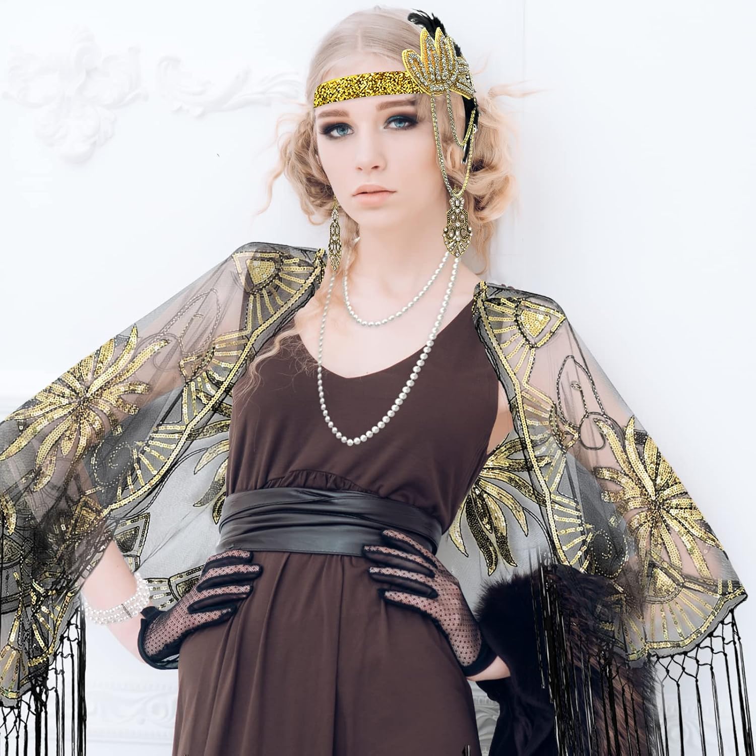 PLULON 8 Pieces 1920s Flapper Accessories Set - Image 7