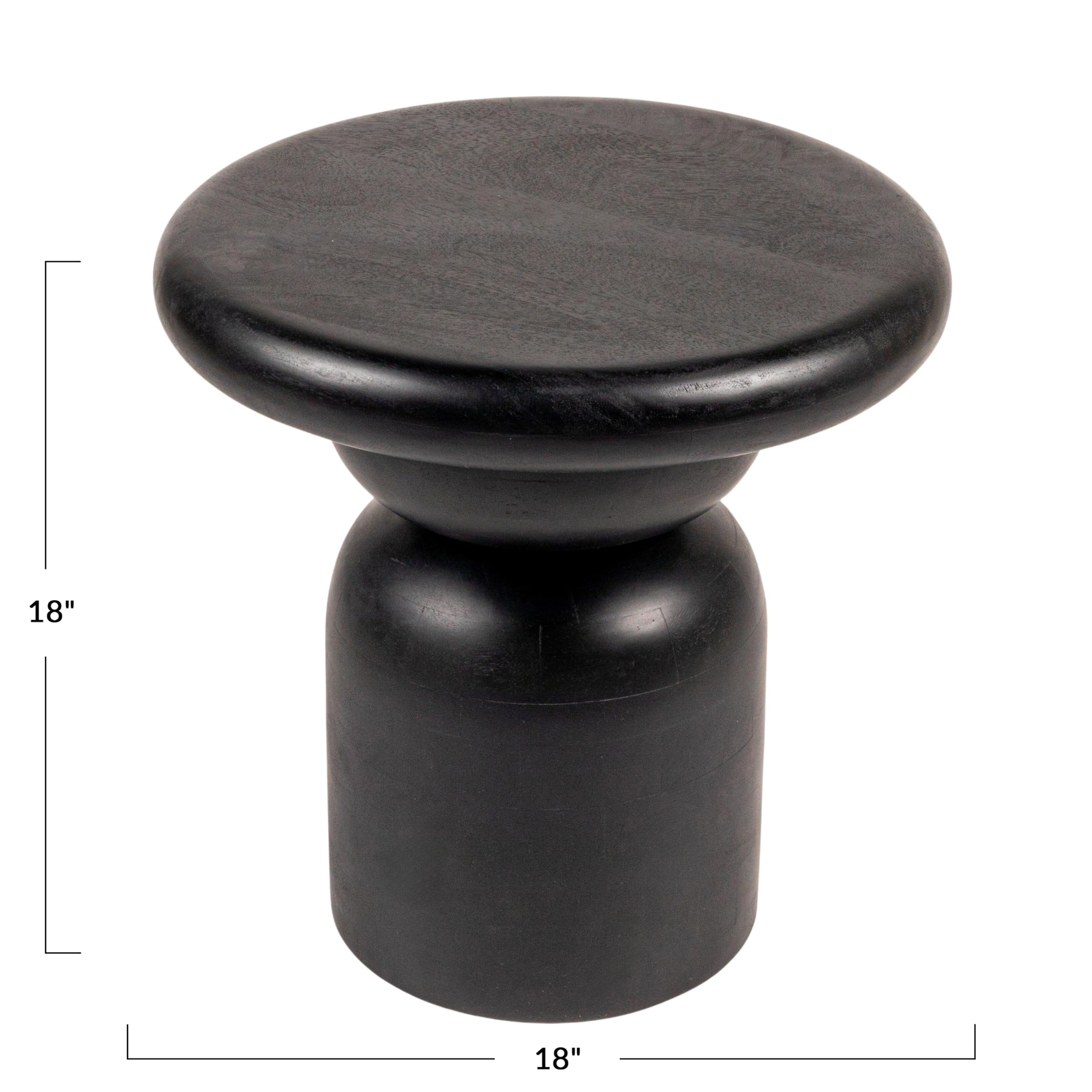 Creative Co-Op Round Mango Wood Accent Table, Black Finish