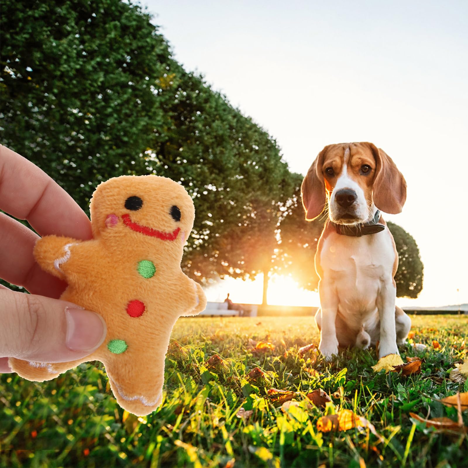 Mipcase Christmas Pet Dog Chew Toy Bite Resistant Plush Gingerbread Interactive Teeth Cleaning Toy for Puppies and Small Dogs 3.5 Inch - Image 4