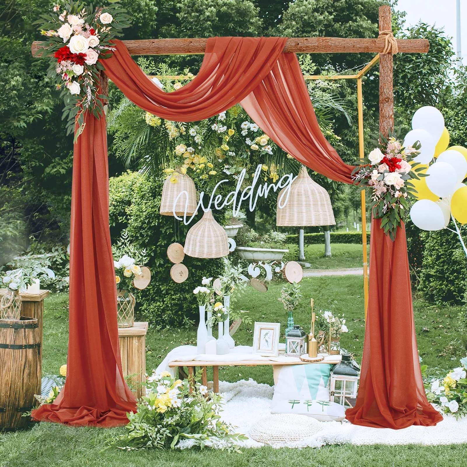 Drapierungsstoff For Hochzeitsbögen, 3 Paneele, 6 M, Chiffonstoff, Hochzeitsvorhänge, DIY-Dekoration, Transparentes Hintergrundvorhang-Set For Dekorationen For Hochzeitszeremonien, Partys Und Empfänge