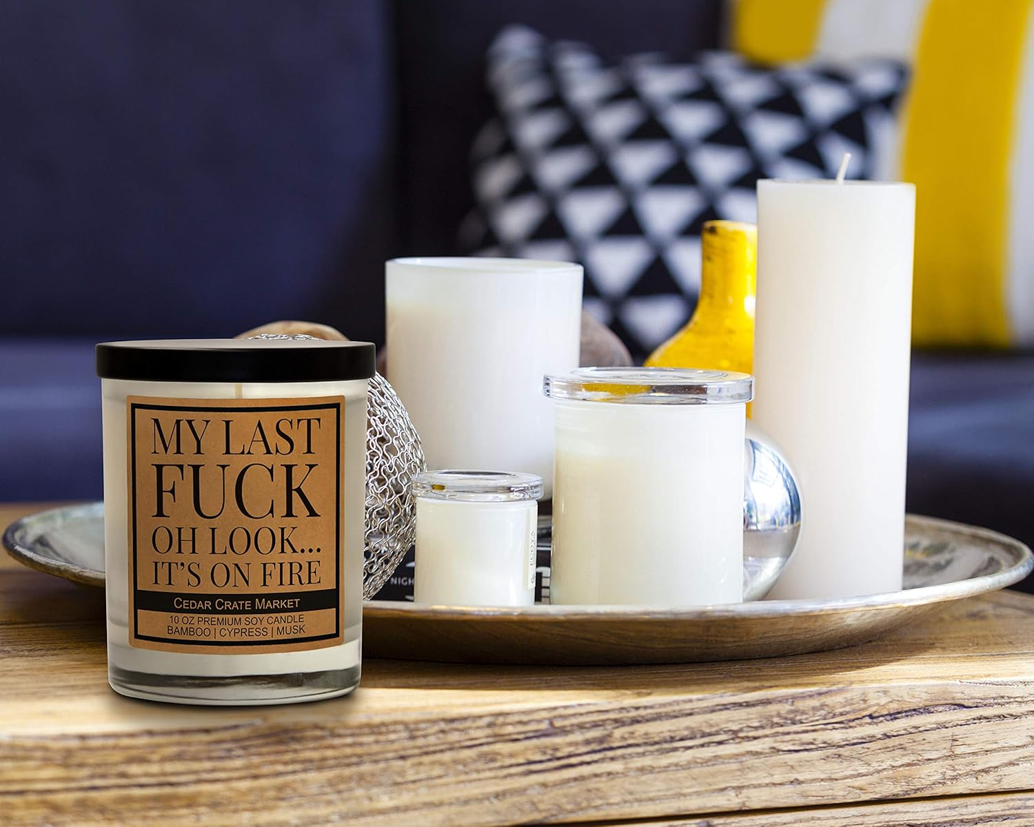 Cedar Crate Market - My Last Fuck Candle, Funny Sarcastic Adult Humor Gift, Bamboo Cypress Scented Premium Soy Candle for Stress Relief Friends Coworkers, Boss, Women Men, Handmade in USA - Image 3