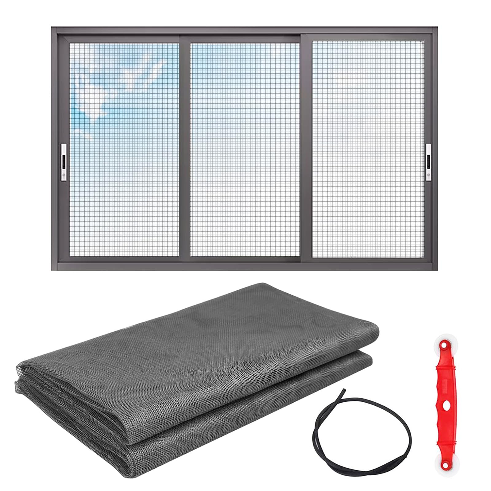 Weeloo Grey Window Screen Mesh 1.5×3M, Fly Screens For Windows, Cuttable Mosquito Net
