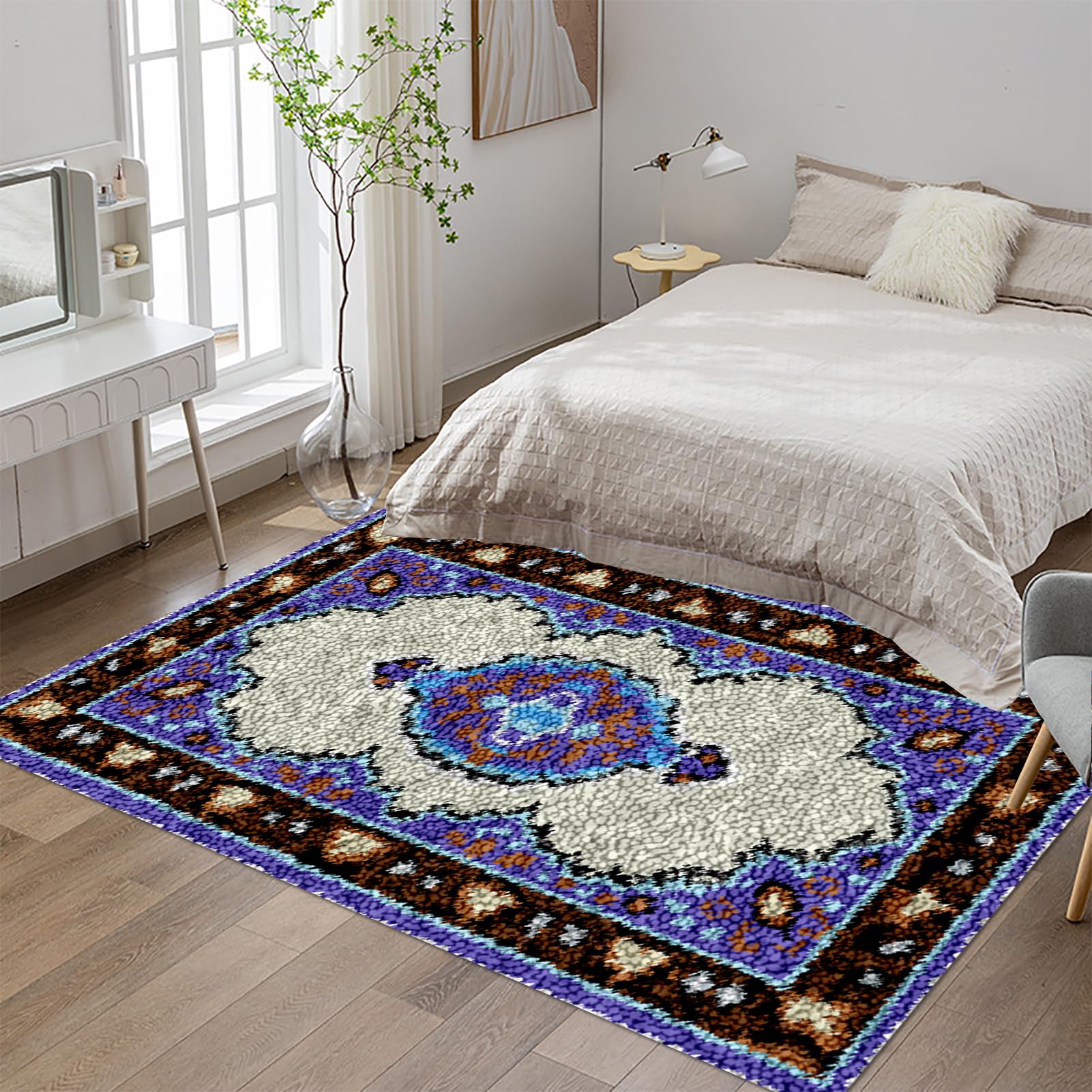 Tappeto per Uncinetto Latch Hook rug Kit per Adulti per lavori Fai da Te Kit Gancio di Chiusura Tappeto 69 x102 cm Kit Gancio di Chiusura Tappeto