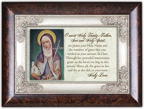 Miniatura 2 de St. Clare "Pray For Us Italiano acabado de madera joyas caja de música Reproduce Canción Ave Maria