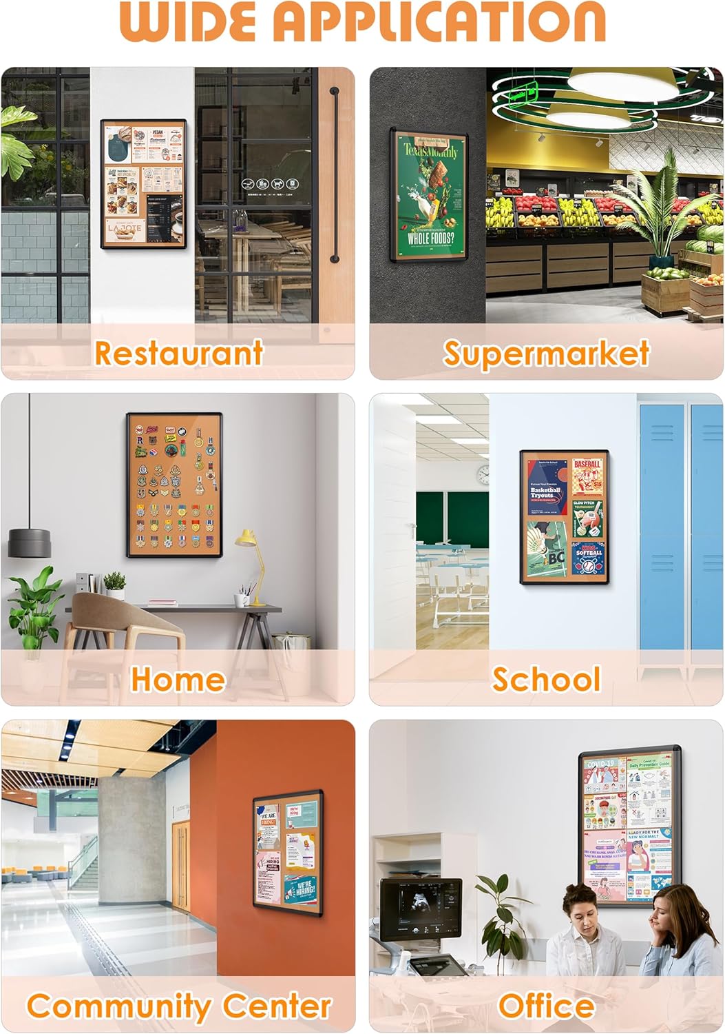 Enclosed Bulletin Board Cork Board 36x24 in, Lockable Wall Display Case for Office School Home Commercial, Tamperproof and Shatter Resistant, Black Aluminum Frame