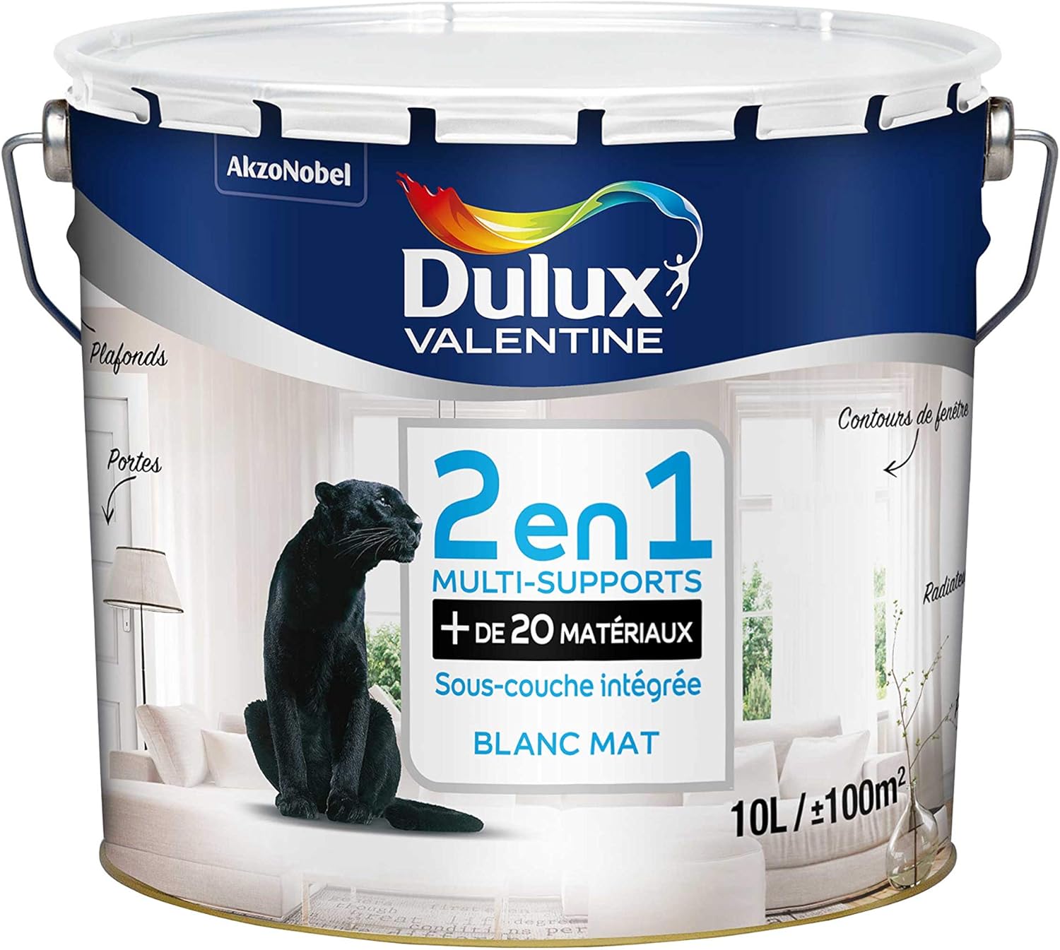 Dulux Valentine Peinture 2 en 1 avec SousCouche Intégrée MultiSupports Mat Blanc 10L Dulux Valentine Peinture 2 en 1 avec SousCouche Intégrée MultiSupports Mat Blanc 10L